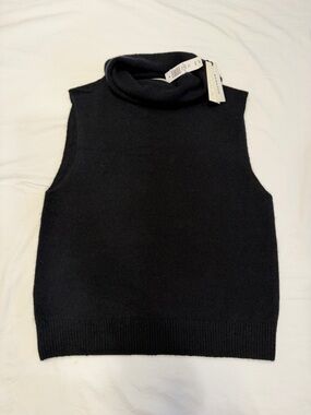 Babaton 100% Cashmere Sleeveless Turtleneck Sweater XS NWT Black